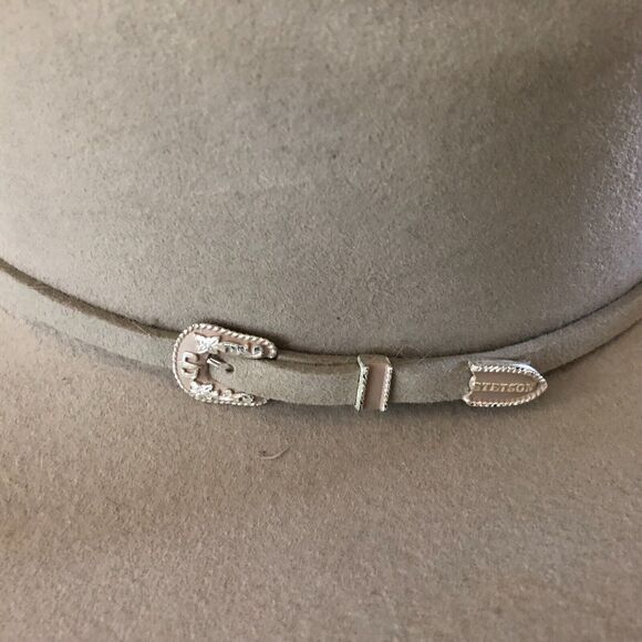 Stetson Cowboy Hat Womens Gray Felt Size 7 1/4 Rhinestone Band USA Western - Picture 2 of 9